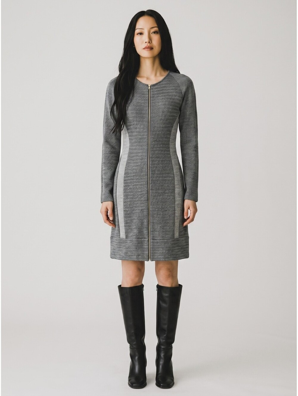 Theory NWT Zipper Dress-Size 4-Black/White/Gray